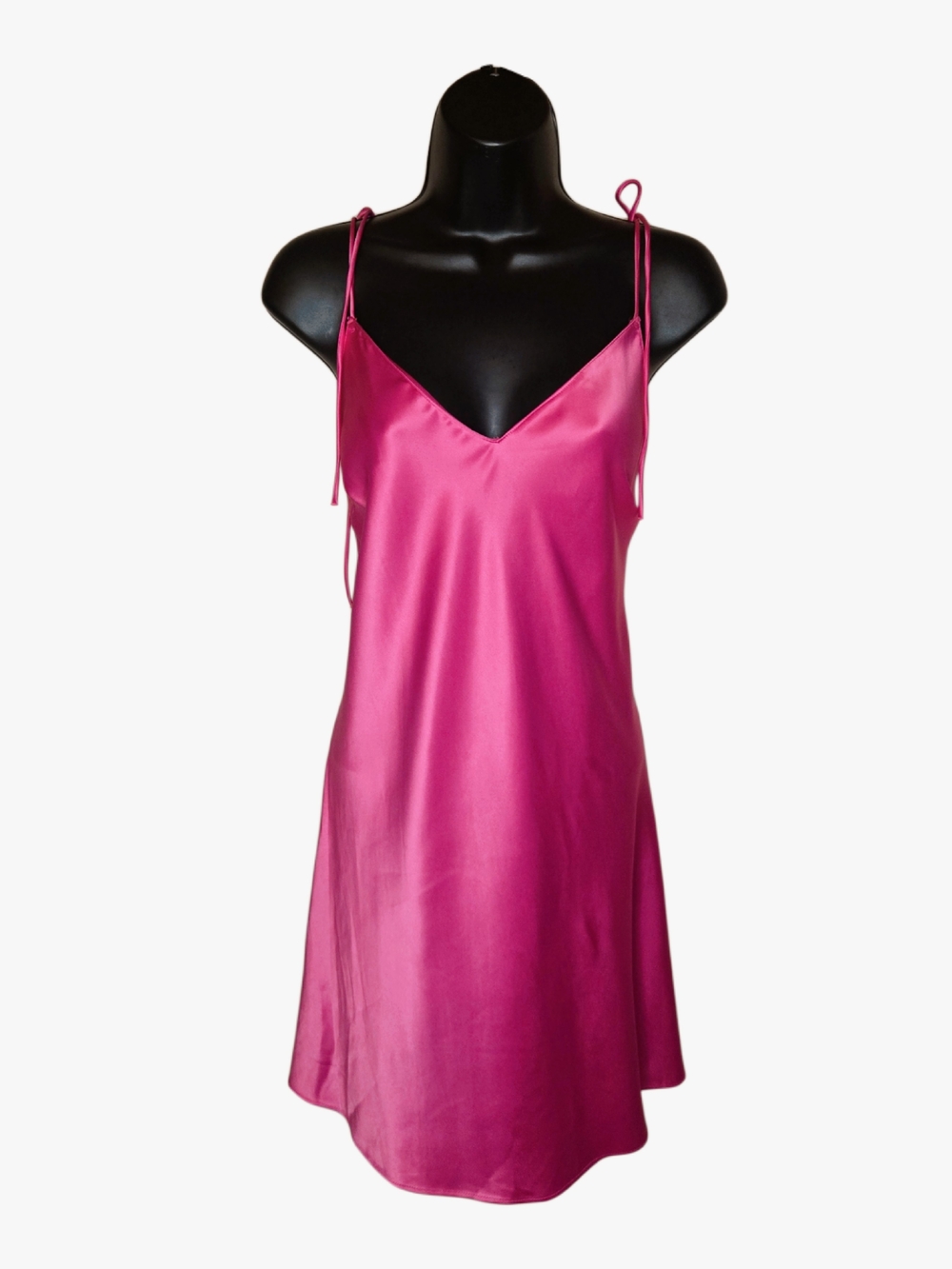 Vicroria's Secret Fuchsia Satin Slip Dress with Tie Straps!